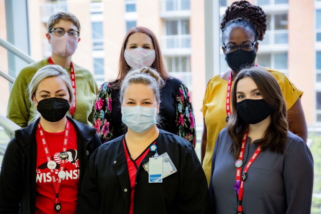 Six members of the Survivor Services team photographed at University Health Services.