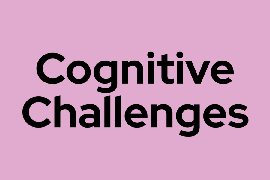 Pink background that says "Cognitive Challenges"