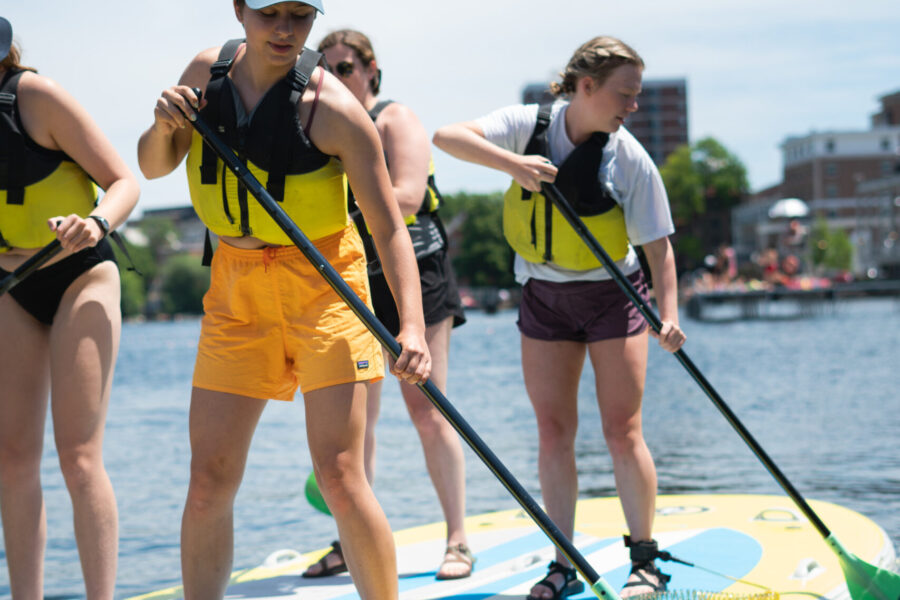 Students paddling on Lake Mendota with Outdoor UW
