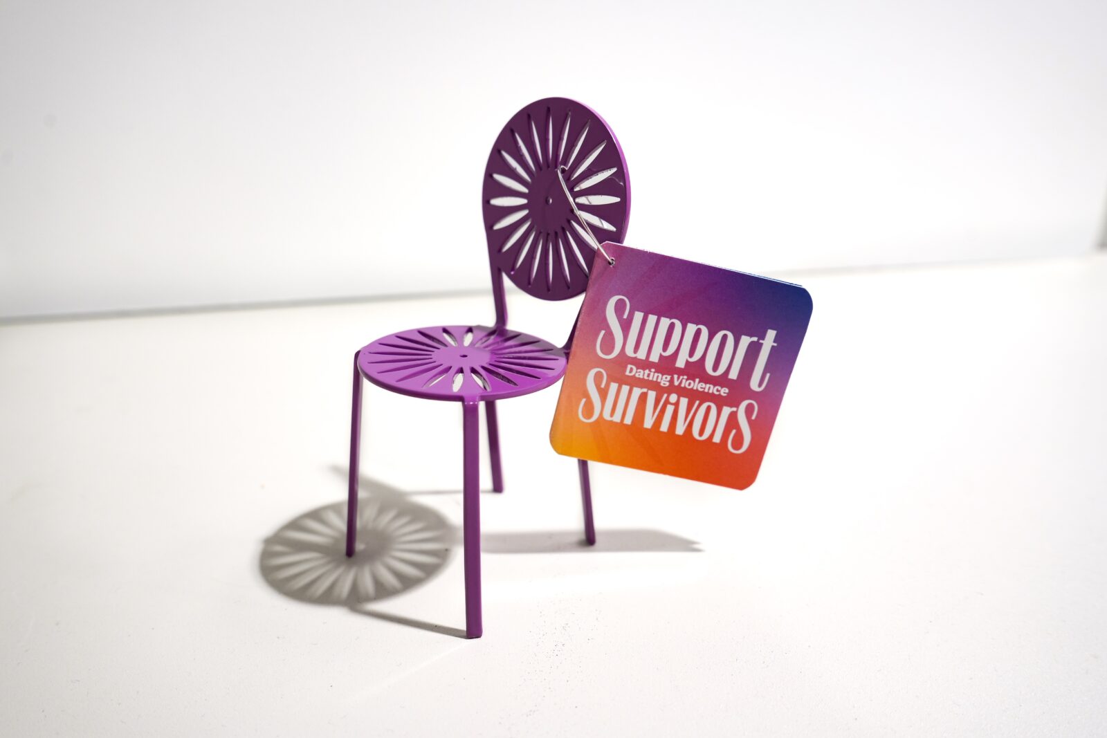 2026 Limited Edition Mini Terrace Chair with a tag that says "Support Domestic Violence Survivors."